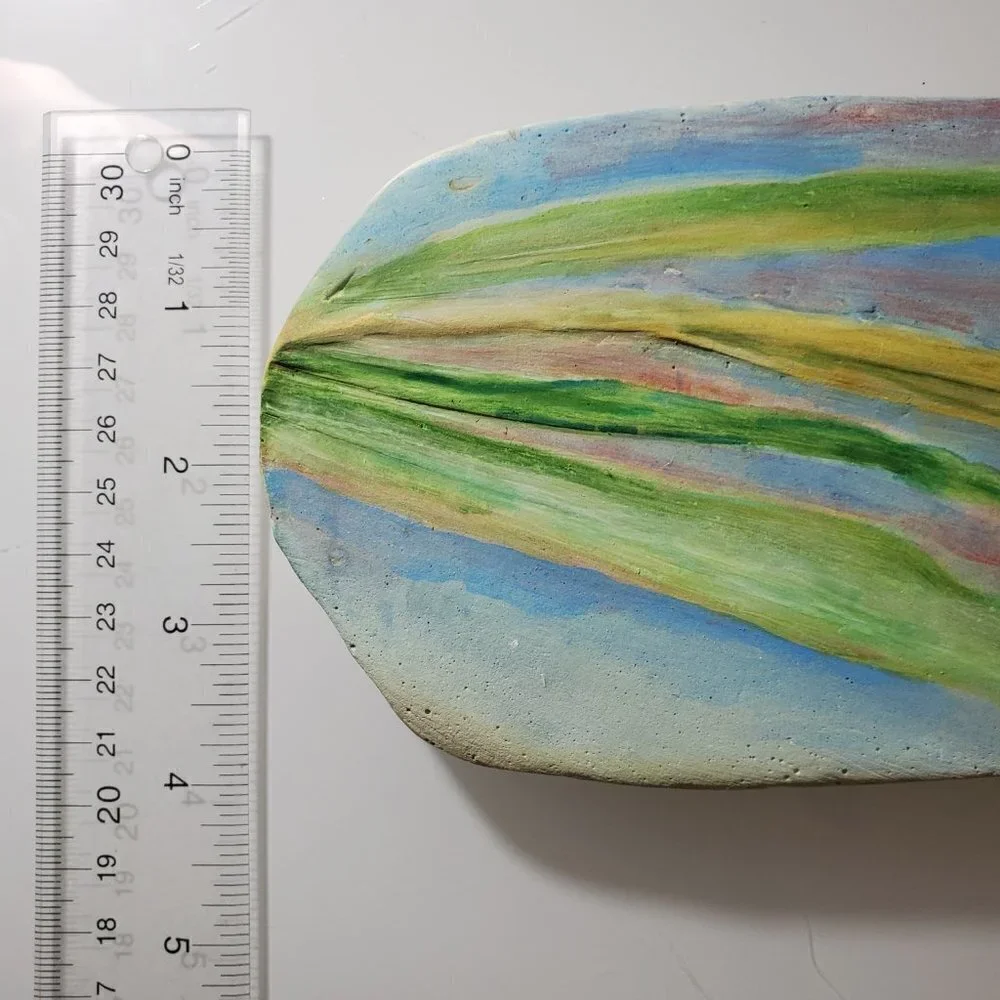 Wall Art Botanical Relief Casting in Plaster, Ceramic Plaque Original